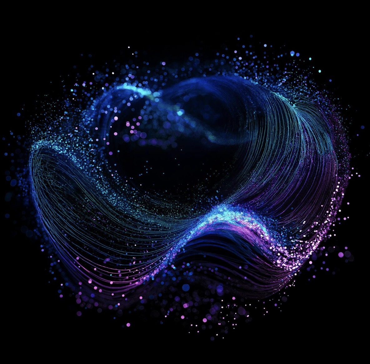 Purple, cyan and blue-green Harmonic Flow nebula